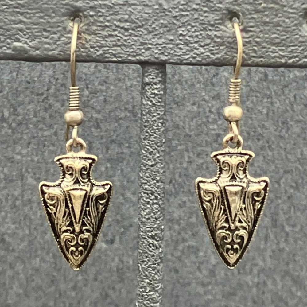 Dangle Pierced Earrings Silver Arrowhead As Is Native American Southwestern